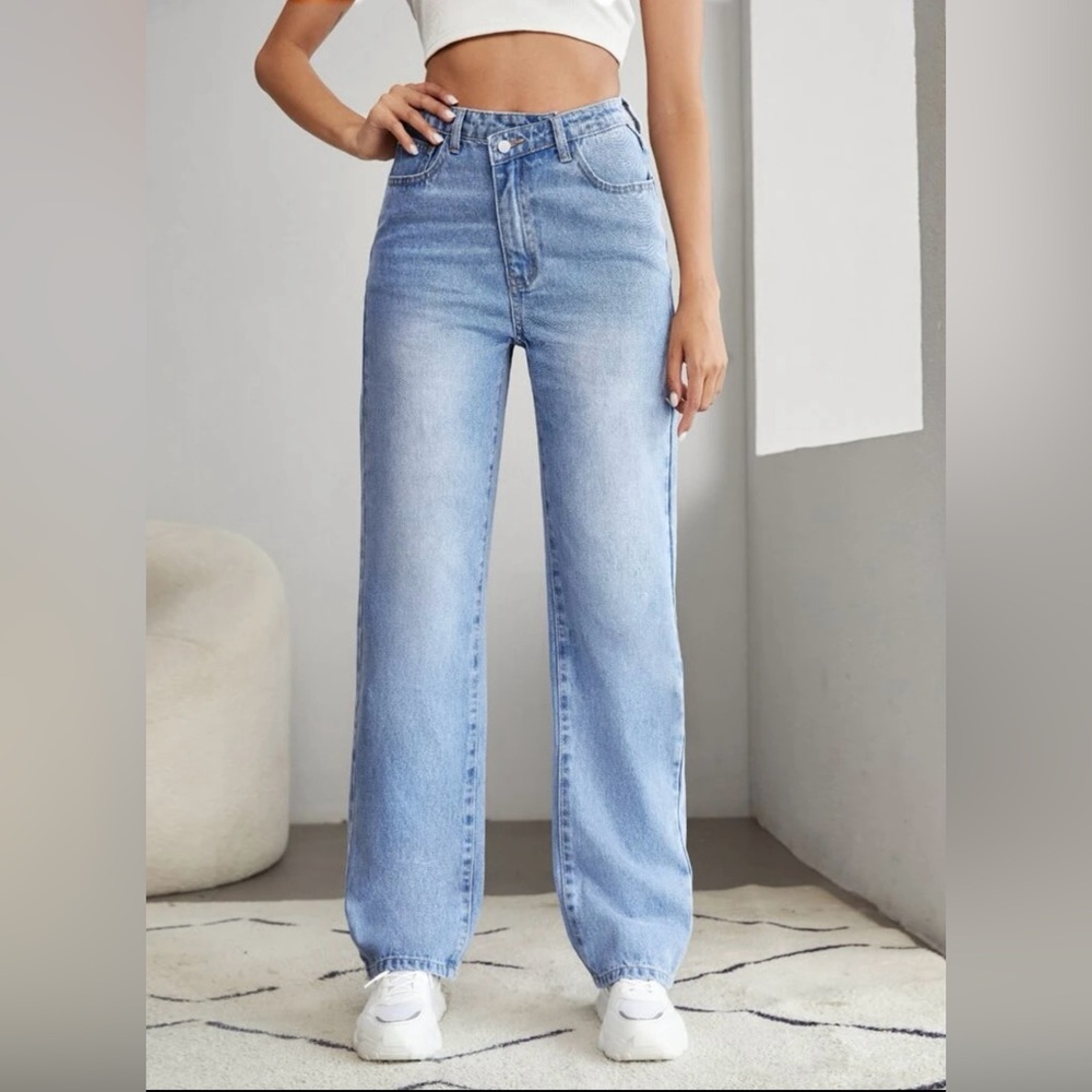 Tall Asymmetrical Waist Straight Jeans